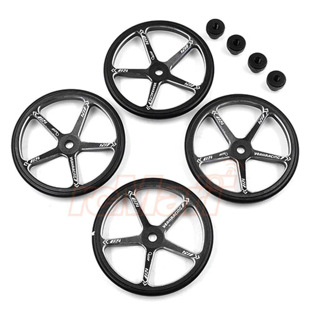 Yeah Racing: Aluminum Set Up Wheels For 1:10 M-Chassis (Black)