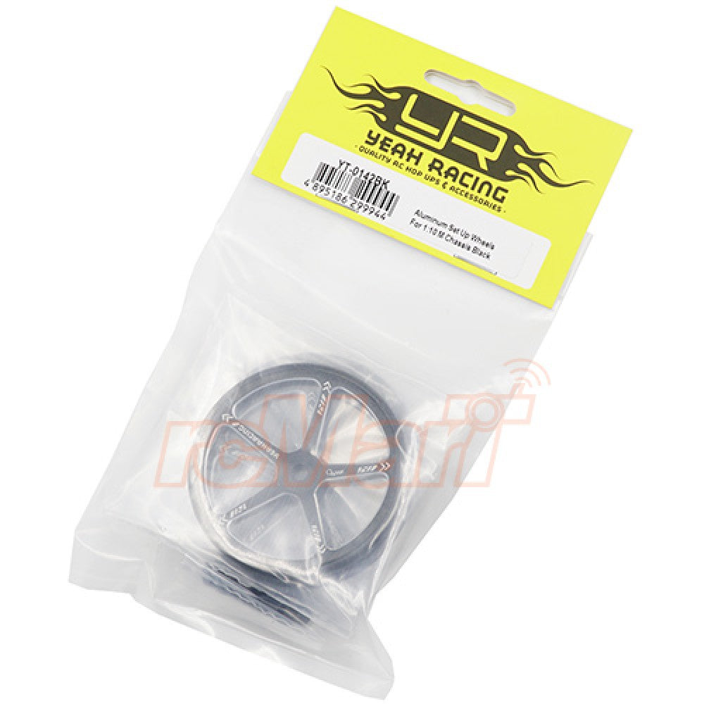 Yeah Racing: Aluminum Set Up Wheels For 1:10 M-Chassis (Black)