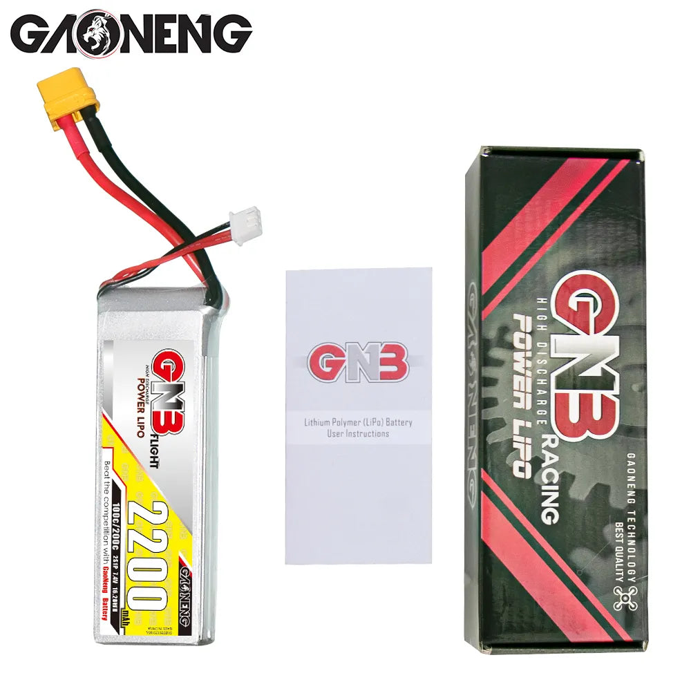 GNB: 2200mAh 7.4V 2S 100C LiPo Battery XT60