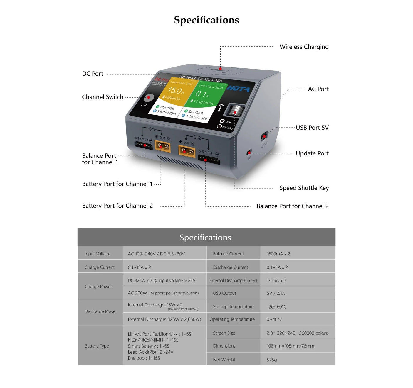 HOTA D6 Pro Lipo Charger