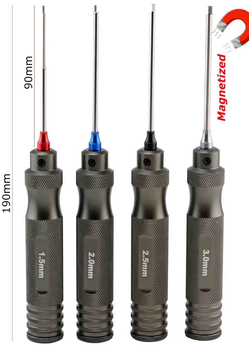 Powerhobby: Pro Series Magnetized Hex Tool Set Metric (1.5, 2.0, 2.5, 3.0mm)