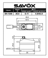 Savox: SH-1350 Mini Size Coreless Digital Servo .11/63 @ 6V