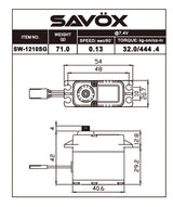 Savox - SW-1210SG-BE - Black Edition Waterproof High Voltage Digital Servo 0.13sec / 444.4oz @ 7.4V